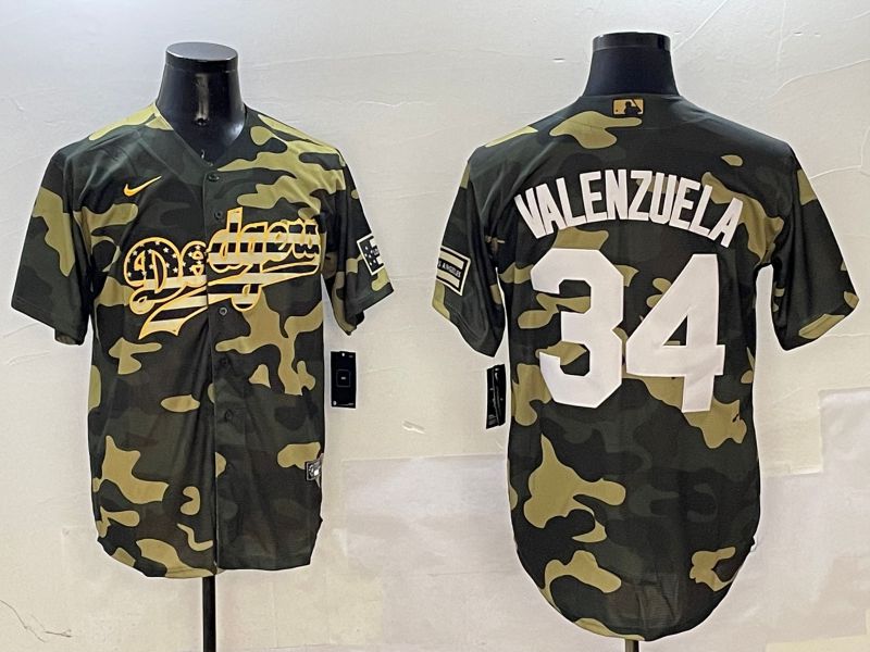 Men Los Angeles Dodgers #34 Valenzuela Camo Joint Name 2025 Nike MLB Jersey style 1->los angeles dodgers->MLB Jersey